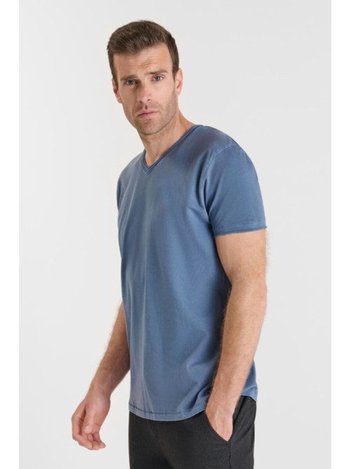 Camiseta cuello pico OBRIBS azul | comprar ahora