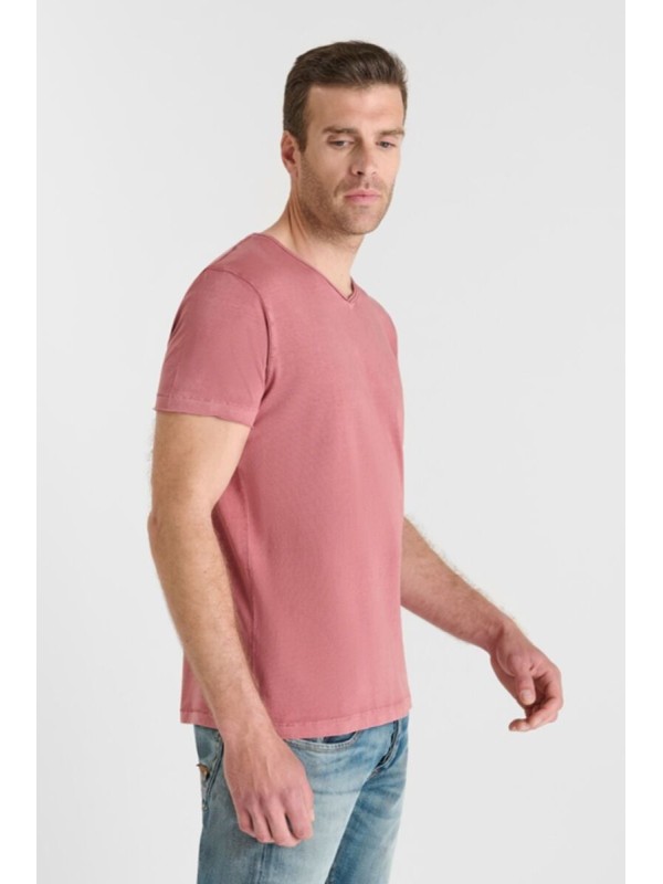 Camiseta cuello pico OBRIBS rosa | comprar ahora 2