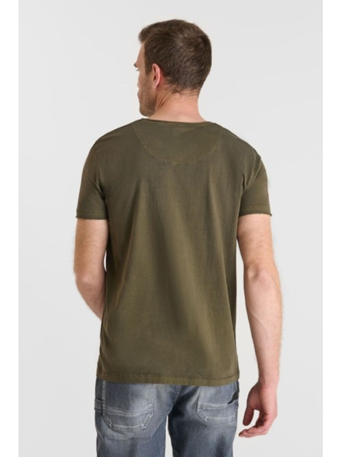 Camiseta cuello pico OBRIBS verde oscuro | comprar ahora