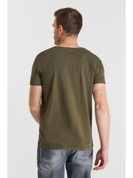 Camiseta cuello pico OBRIBS verde oscuro | comprar ahora