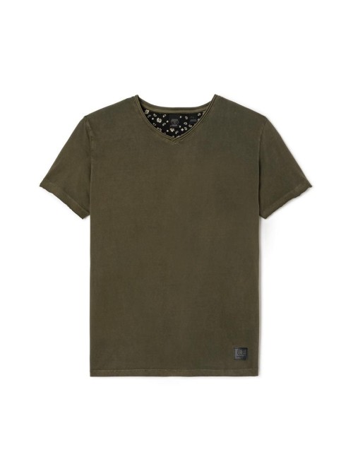 Camiseta cuello pico OBRIBS verde oscuro | comprar ahora