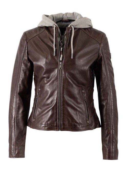 Chaqueta cuero ALVA mahagoni