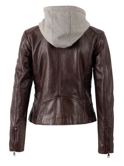 Chaqueta cuero ALVA mahagoni