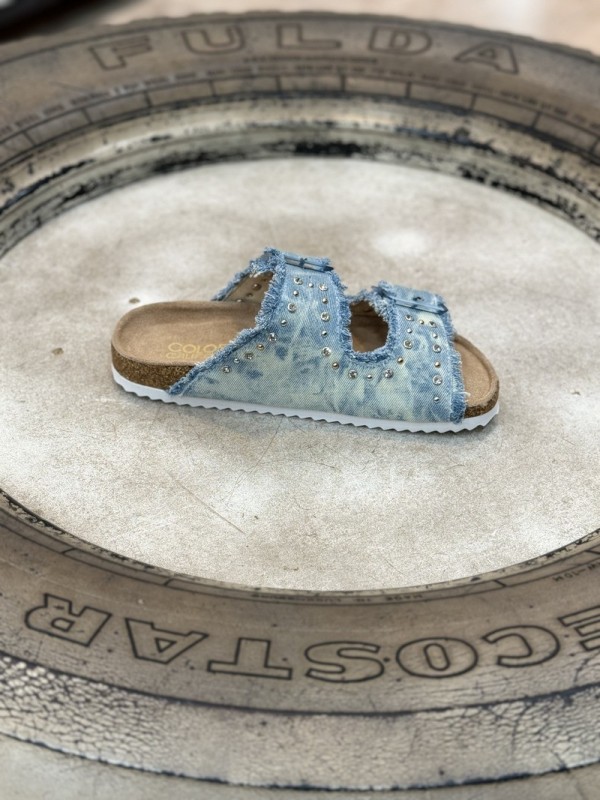 Sandalia vaquera con pedrería AZUL 2