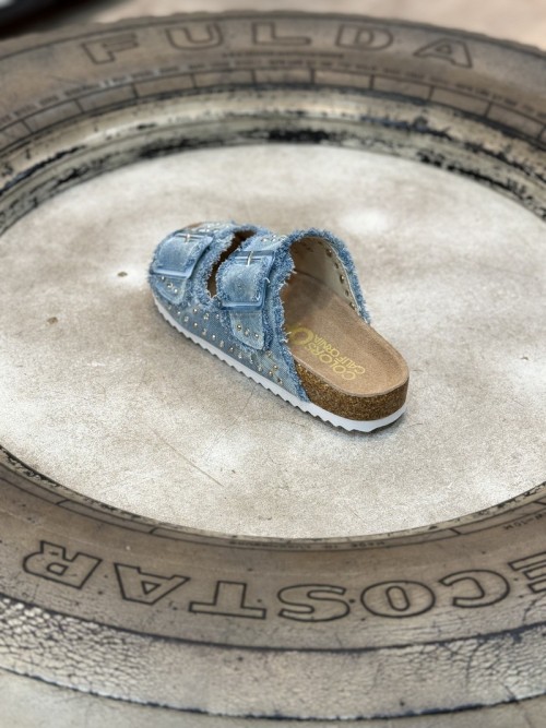 Sandalia vaquera con pedrería AZUL