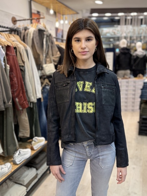 Chaqueta cuero MARIN NEGRO