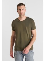 Camiseta cuello pico OGRIBS verde oscuro
